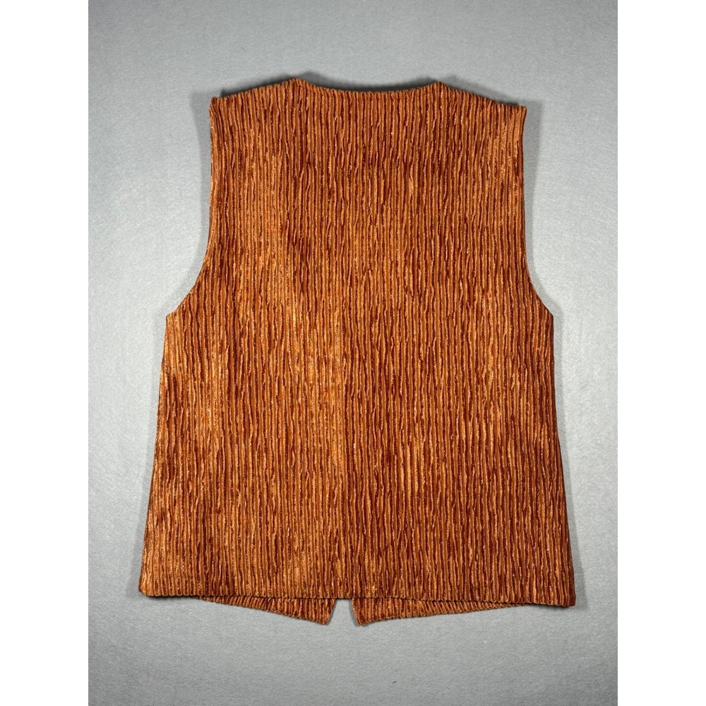Fall Shimmer Indie Nekane NKN Copper Orange Metallic Button Front Vest Size L - Picture 6 of 8